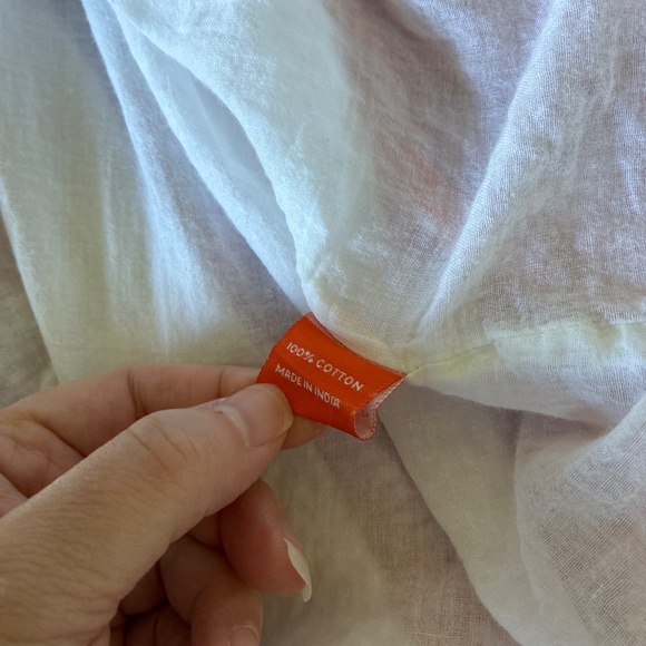 Oliphant coral pink and white block print tiered cotton tassle tie maxi dress S - Picture 11 of 13